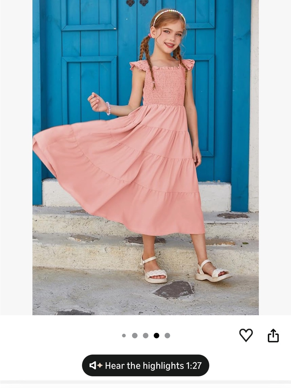 Girls' Smocked Tiered Maxi Dress